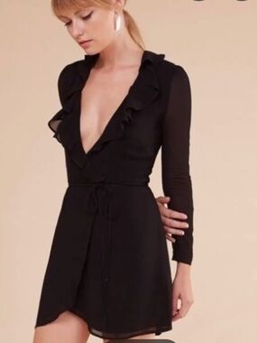 Reformation Black wrap dress